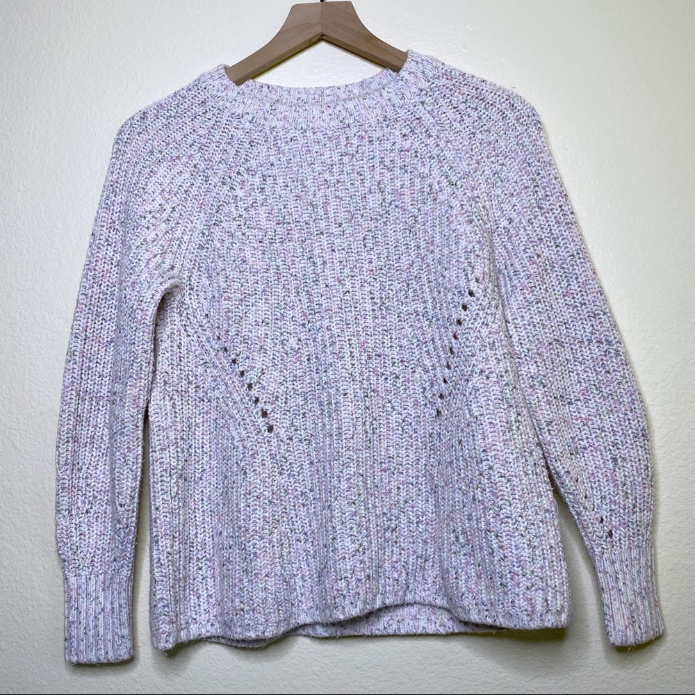 Gap White Pastel Multicolor Crew Long Sleeves Pullover Sweater -Small